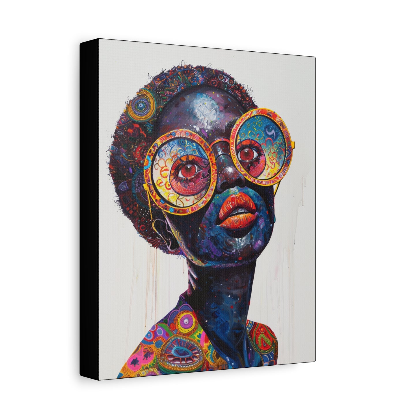 Whimsical Black Alien Inspired Canvas Wall Art Print for living room or hallway