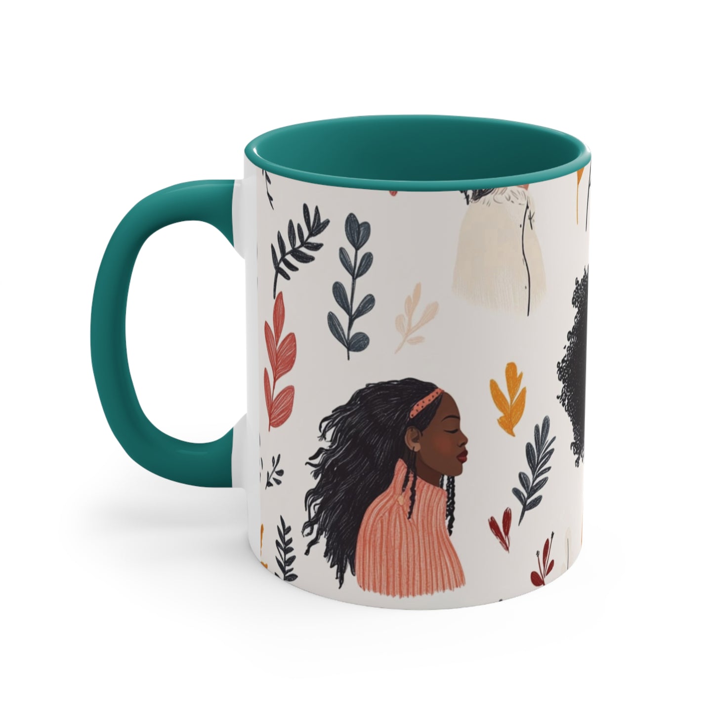 Elegant Femme Accent Mug - Coffee Lover Gift, Botanical Art Mug
