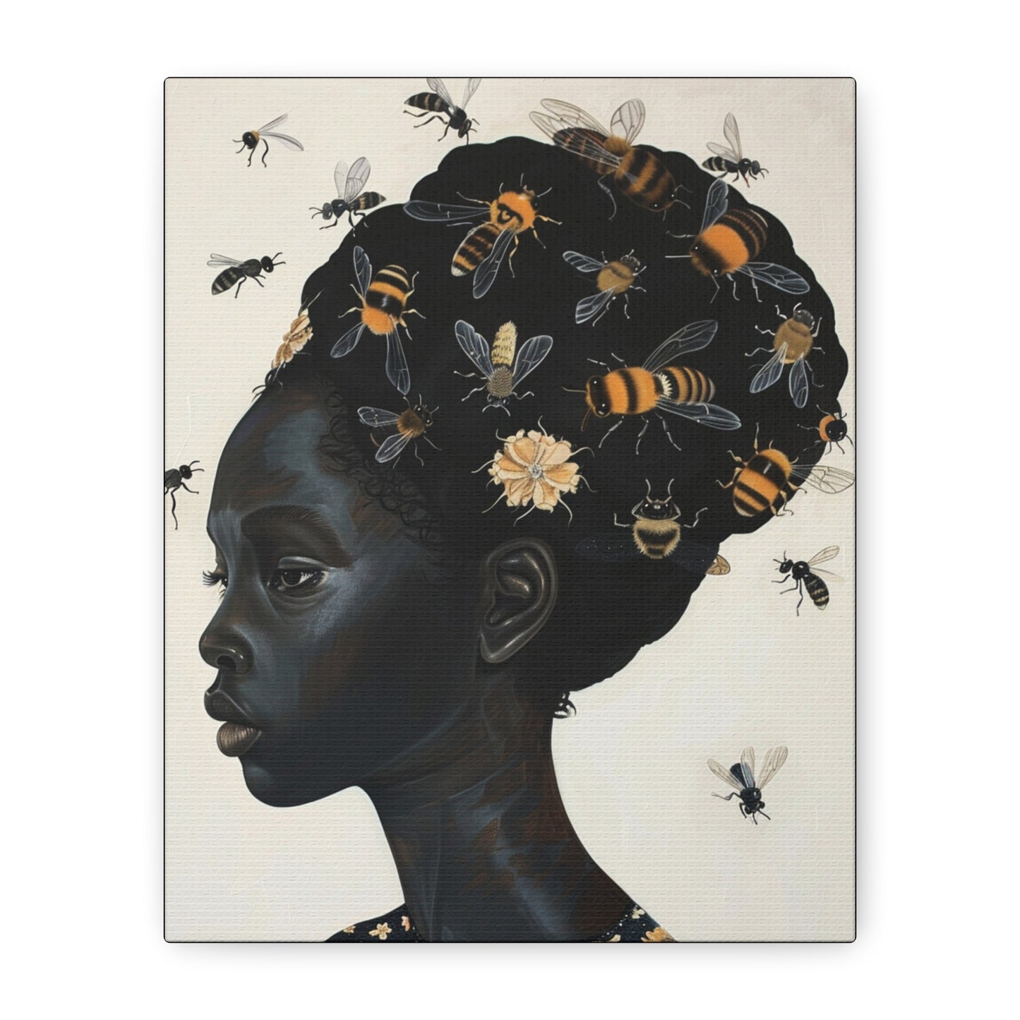 Beautiful Woman Bees and Flower Themes - Canvas Wall Art