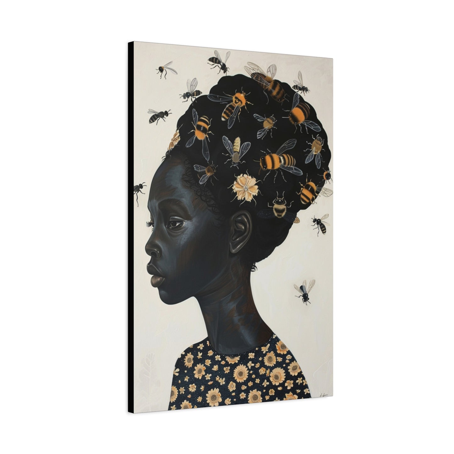 Beautiful Woman Bees and Flower Themes - Canvas Wall Art