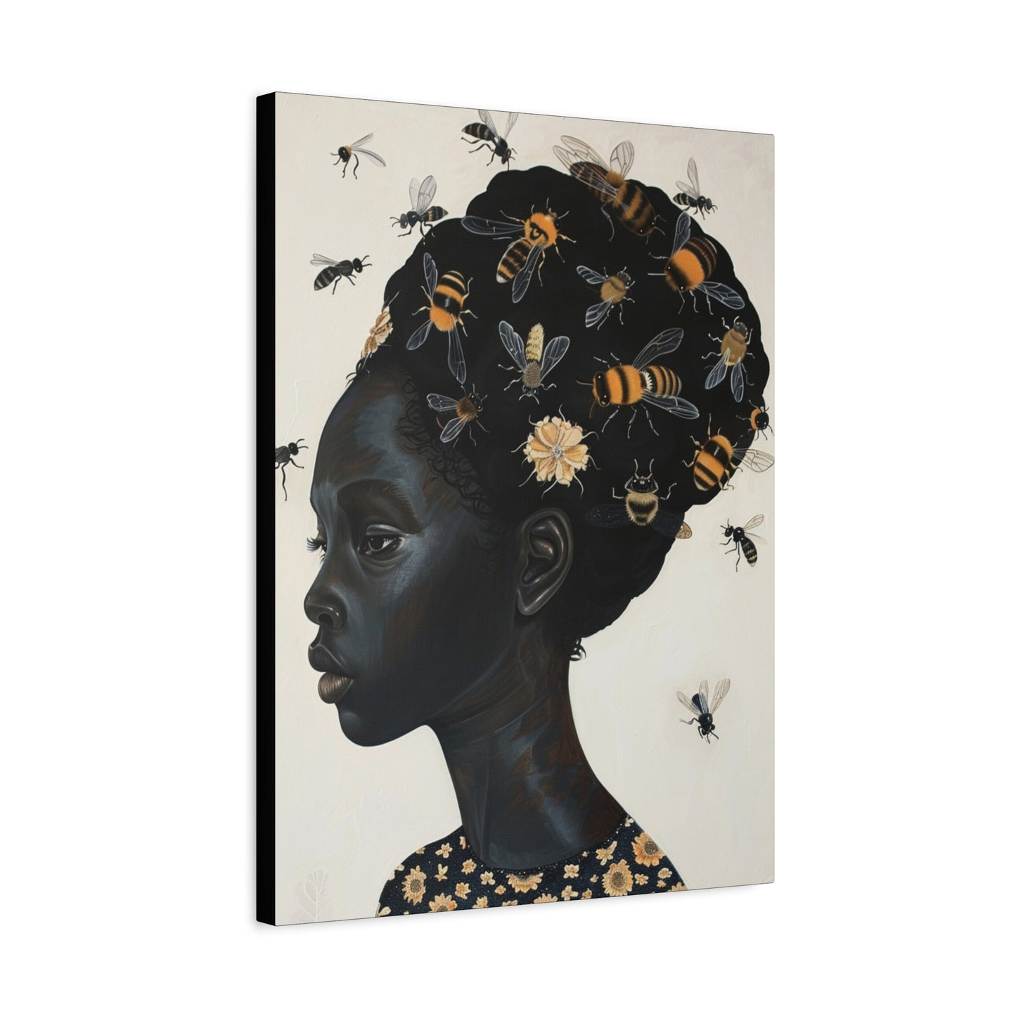 Beautiful Woman Bees and Flower Themes - Canvas Wall Art
