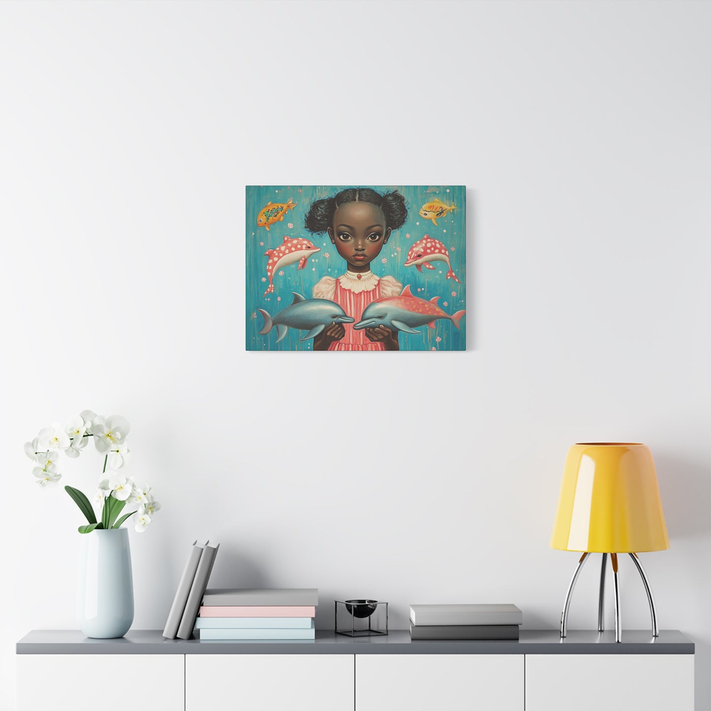 On the Horizon Canvas Wall Art | Dolphins Underwater Fantasy