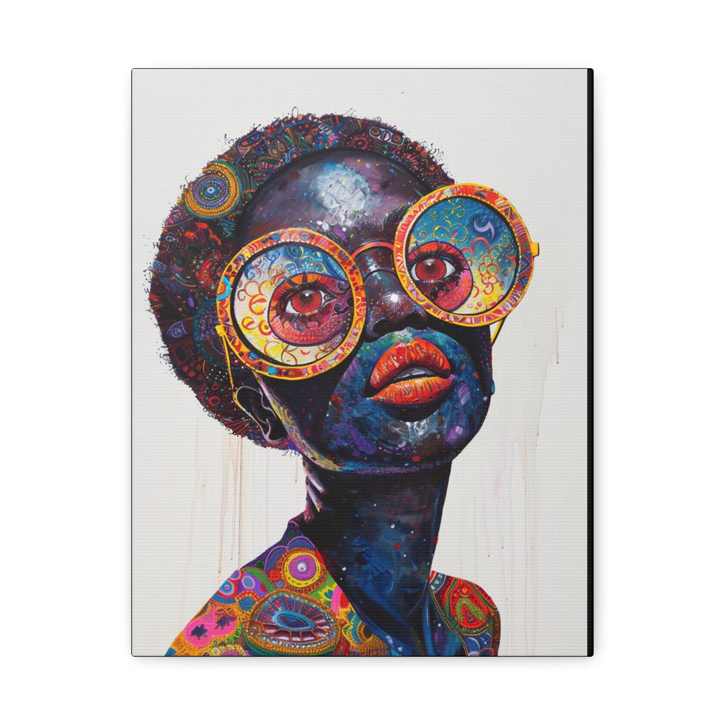 Whimsical Black Alien Inspired Canvas Wall Art Print for living room or hallway