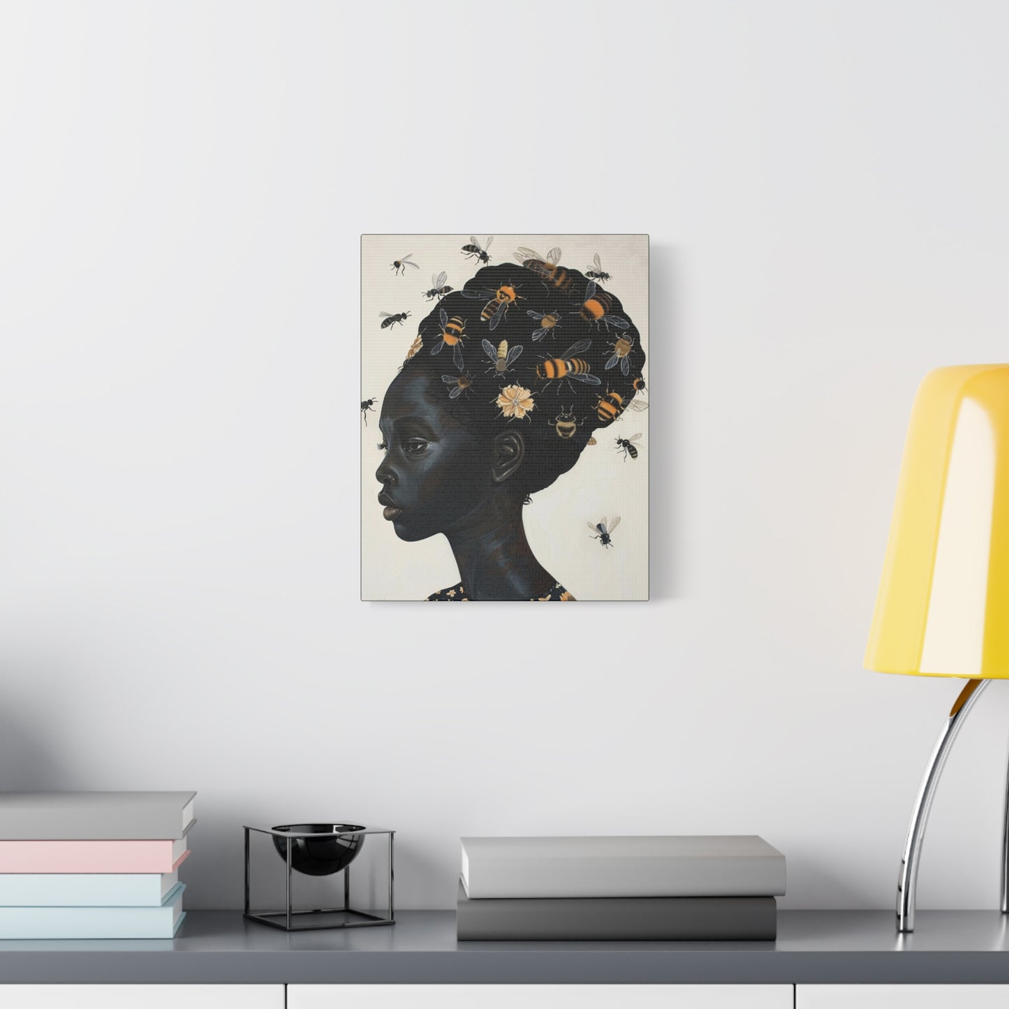 Beautiful Woman Bees and Flower Themes - Canvas Wall Art