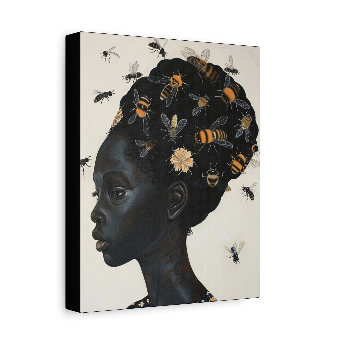 Beautiful Woman Bees and Flower Themes - Canvas Wall Art