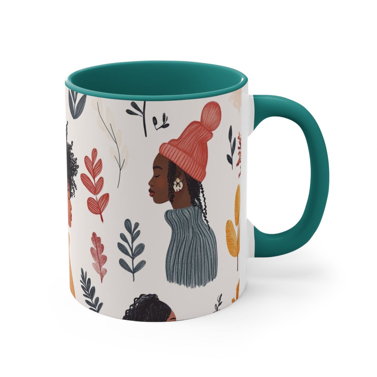 Elegant Femme Accent Mug - Coffee Lover Gift, Botanical Art Mug