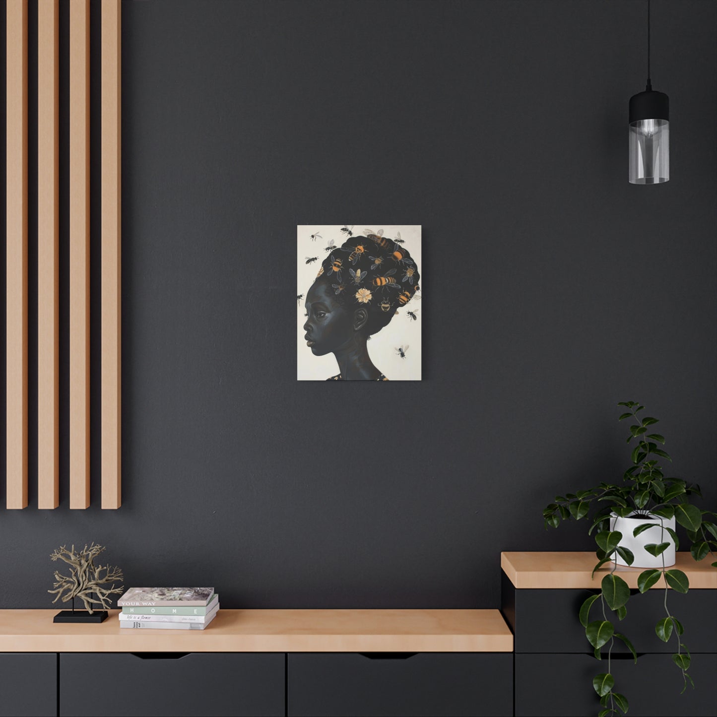 Beautiful Woman Bees and Flower Themes - Canvas Wall Art