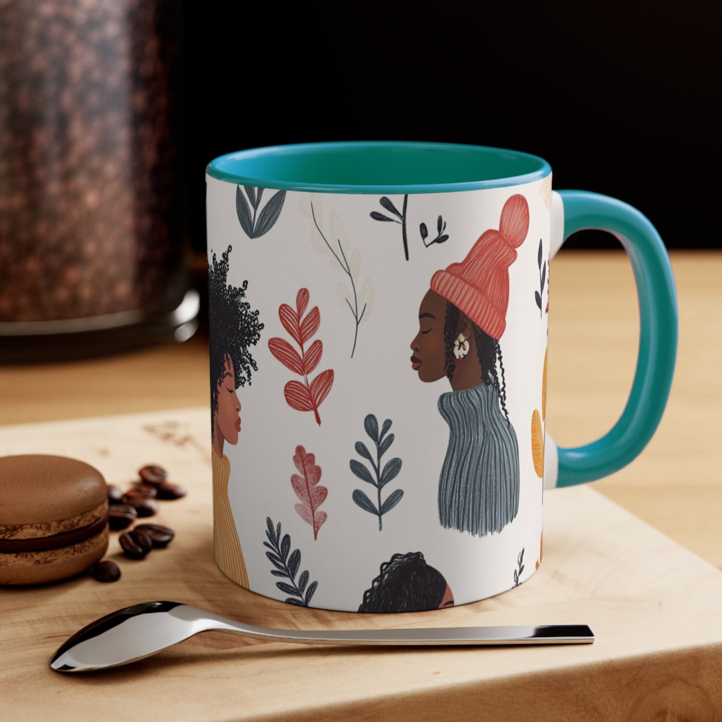 Elegant Femme Accent Mug - Coffee Lover Gift, Botanical Art Mug