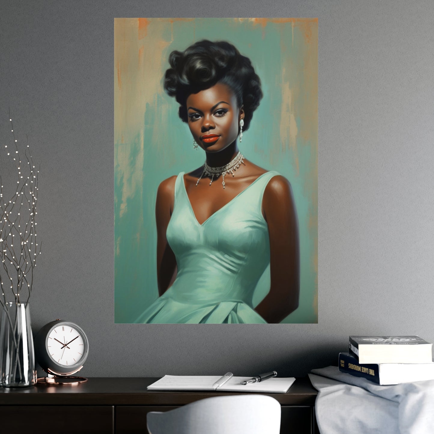 Regal Black Woman Poster – Mid-Century Inspired Wall Decor