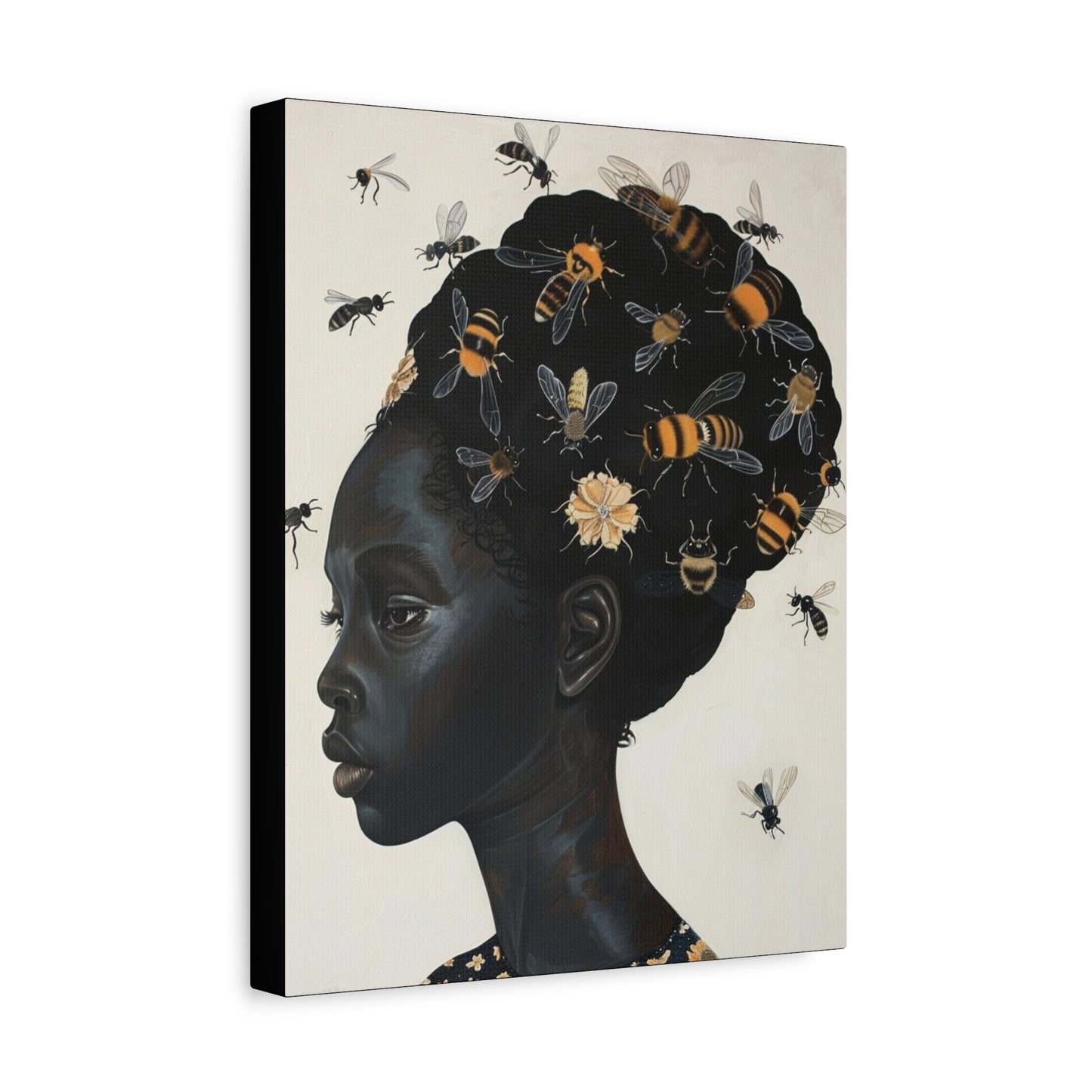 Beautiful Woman Bees and Flower Themes - Canvas Wall Art
