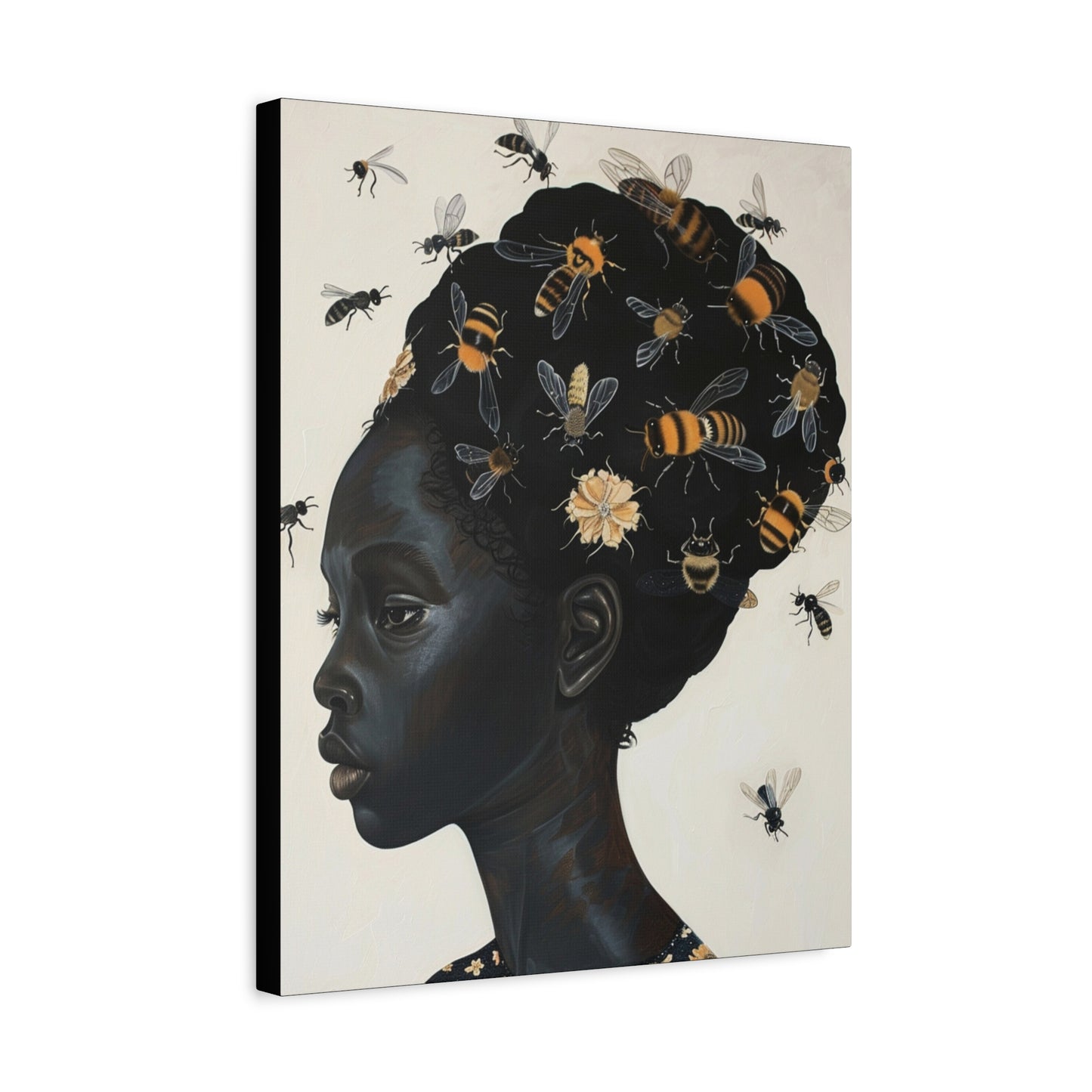 Beautiful Woman Bees and Flower Themes - Canvas Wall Art