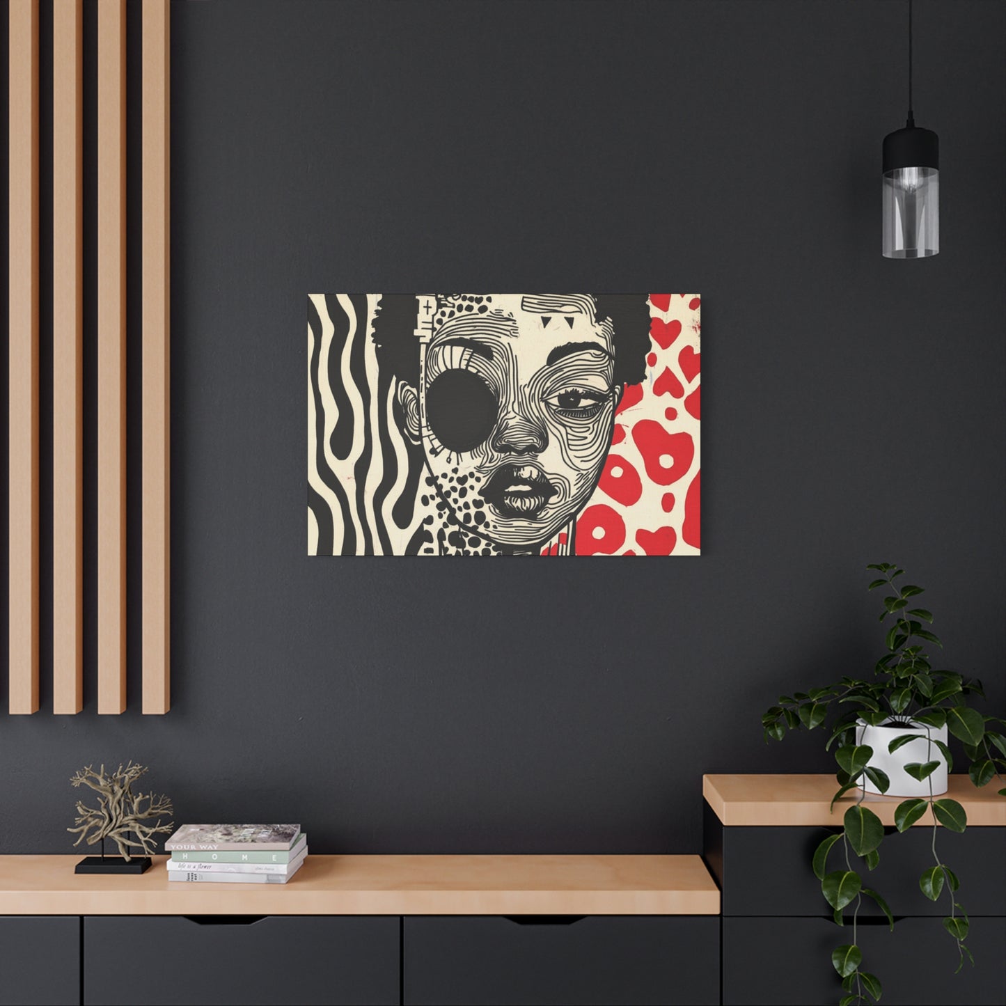 Modern Black and Red Pop Art Canvas | Charge it to my Head