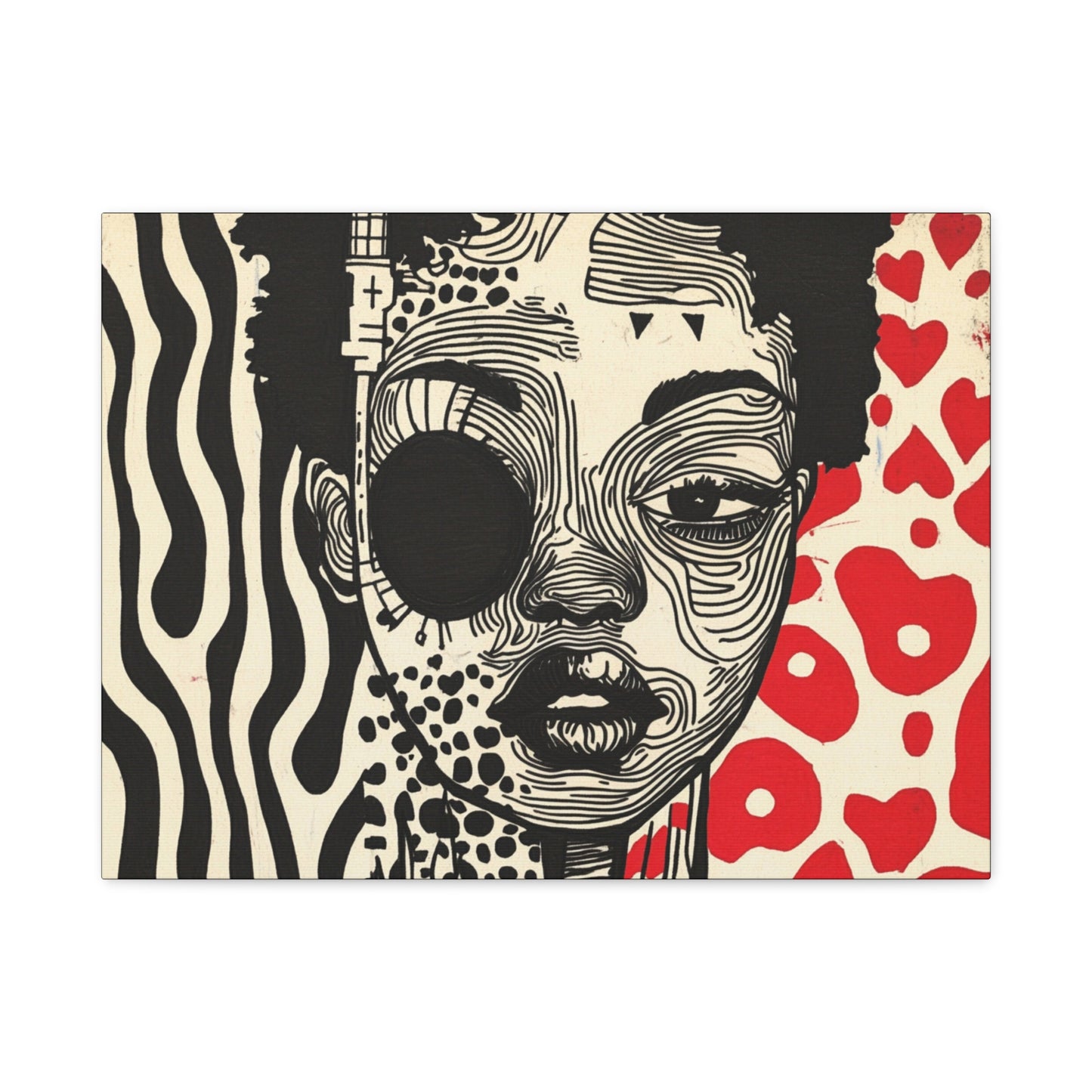 Modern Black and Red Pop Art Canvas | Charge it to my Head