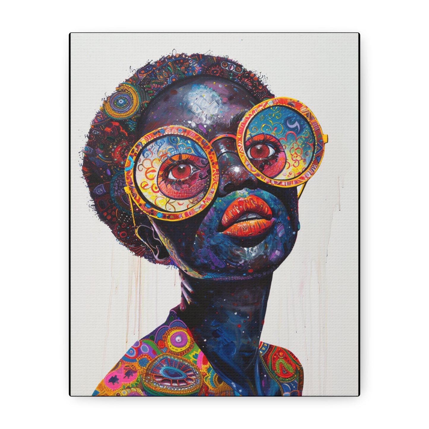 Whimsical Black Alien Inspired Canvas Wall Art Print for living room or hallway