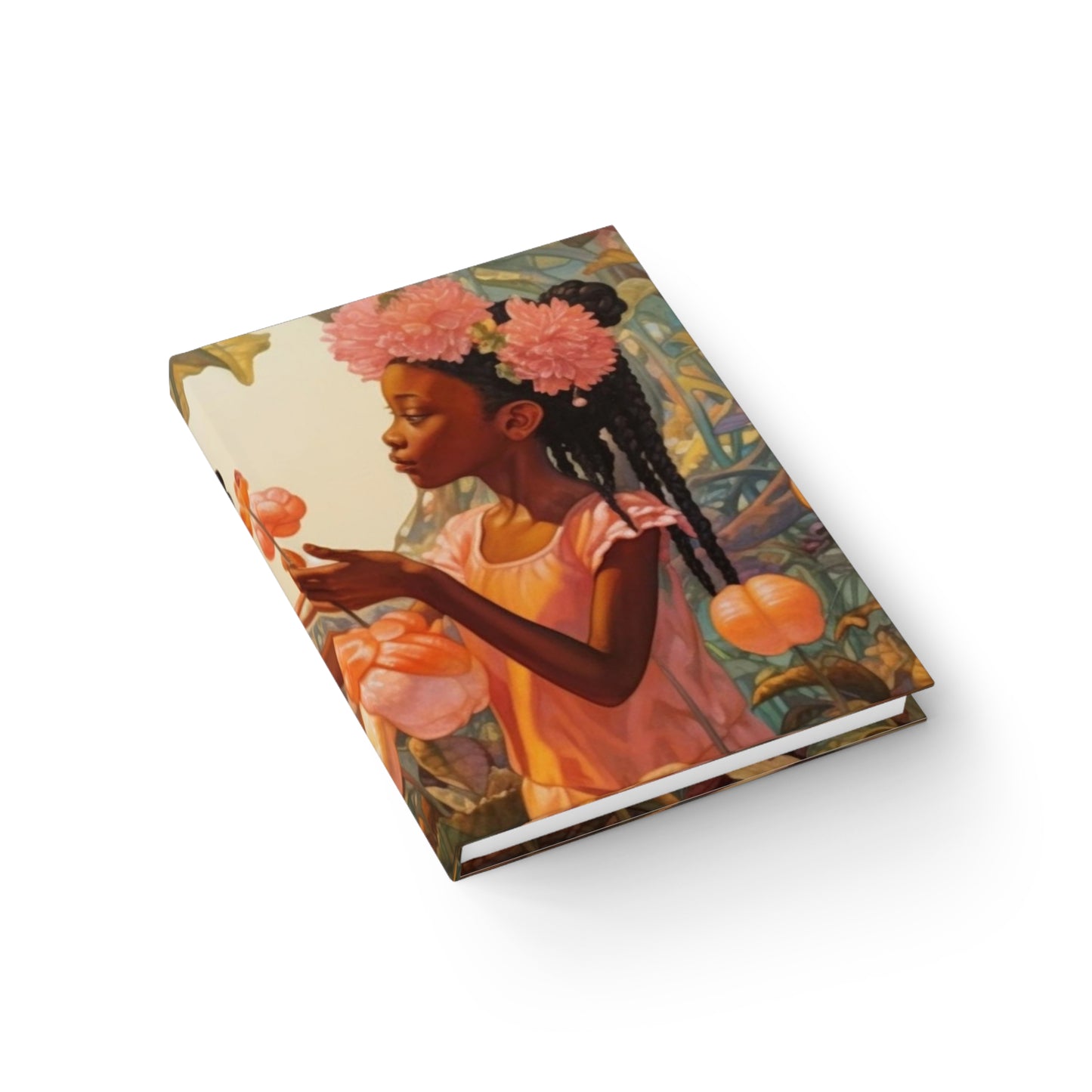 Black Girl with Crown & Dear in Forest, Hardcover Writing Journal