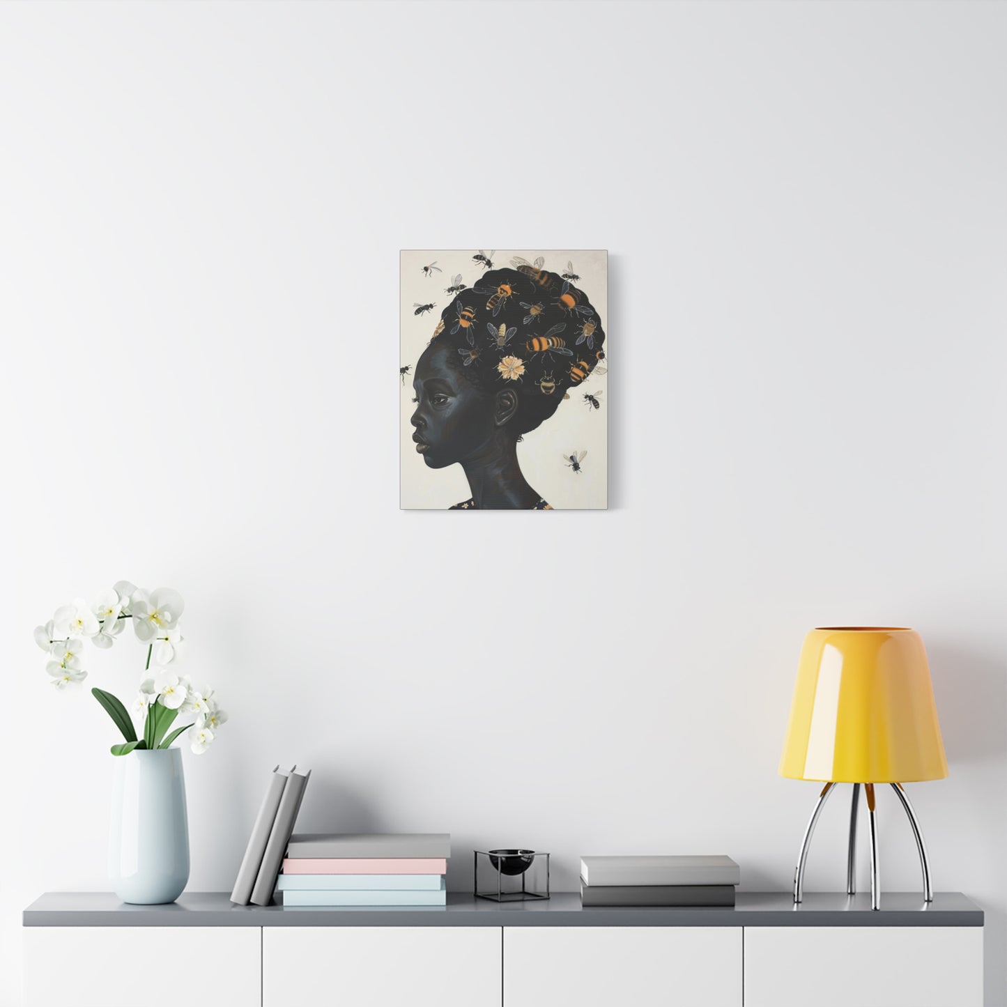 Beautiful Woman Bees and Flower Themes - Canvas Wall Art