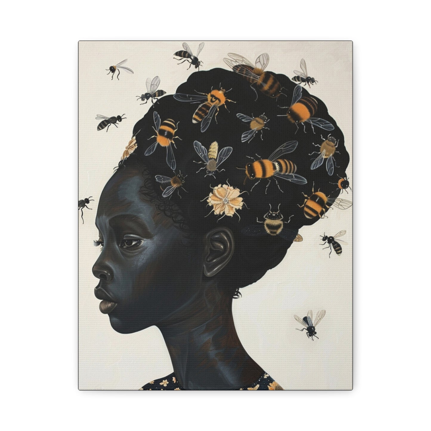 Beautiful Woman Bees and Flower Themes - Canvas Wall Art
