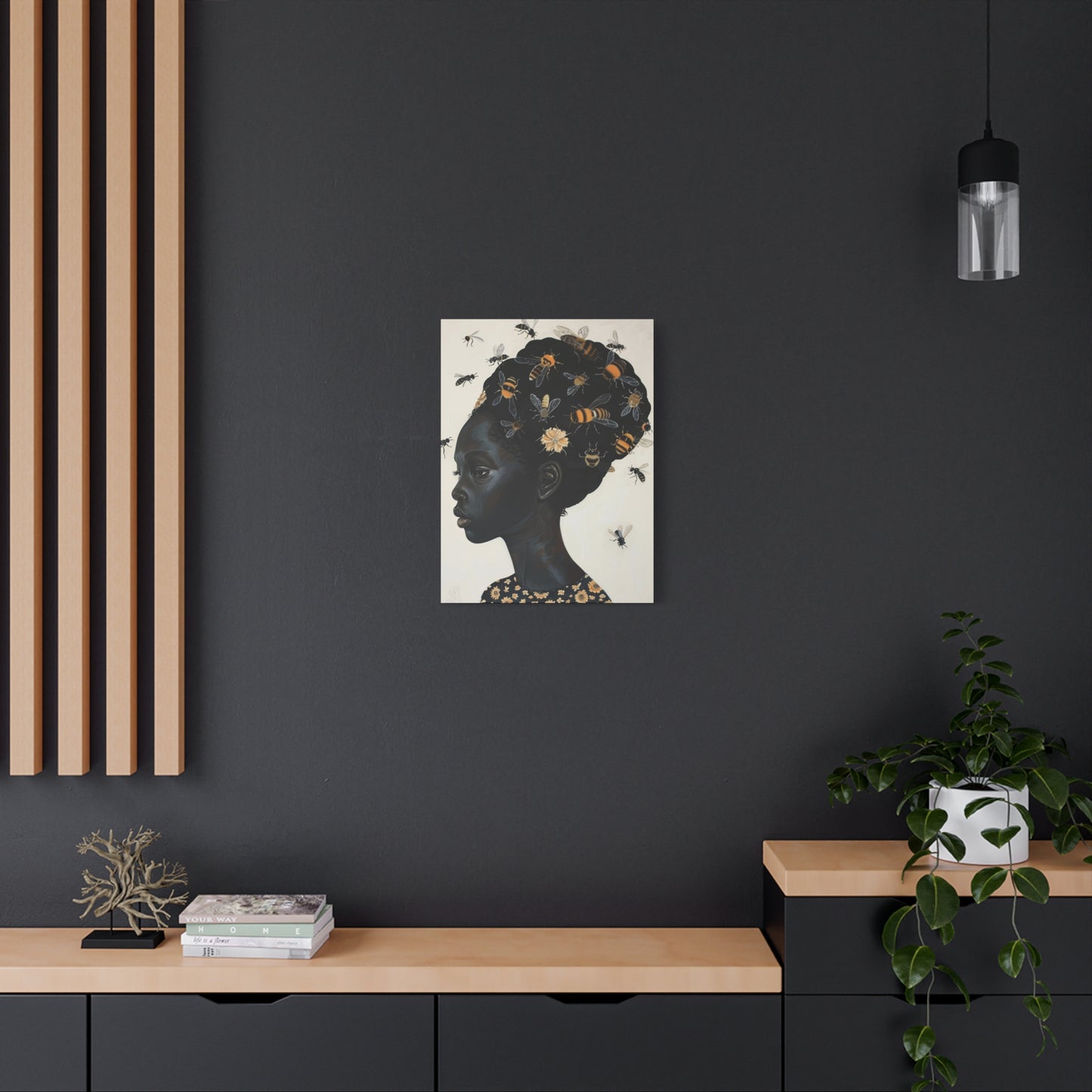 Beautiful Woman Bees and Flower Themes - Canvas Wall Art