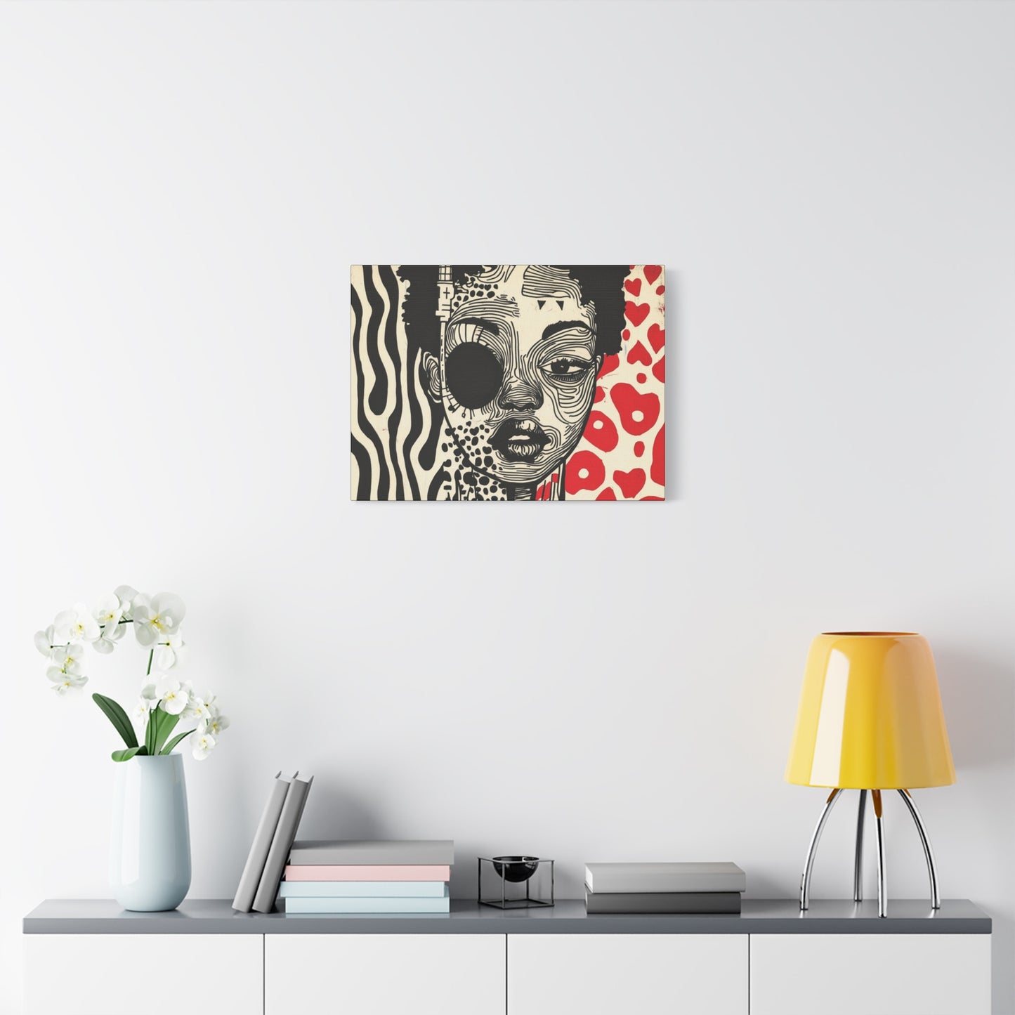 Modern Black and Red Pop Art Canvas | Charge it to my Head