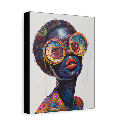 Whimsical Black Alien Inspired Canvas Wall Art Print for living room or hallway