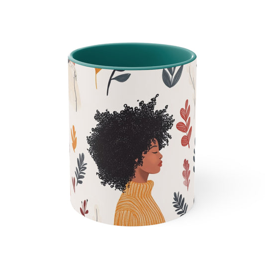 Elegant Femme Accent Mug - Coffee Lover Gift, Botanical Art Mug
