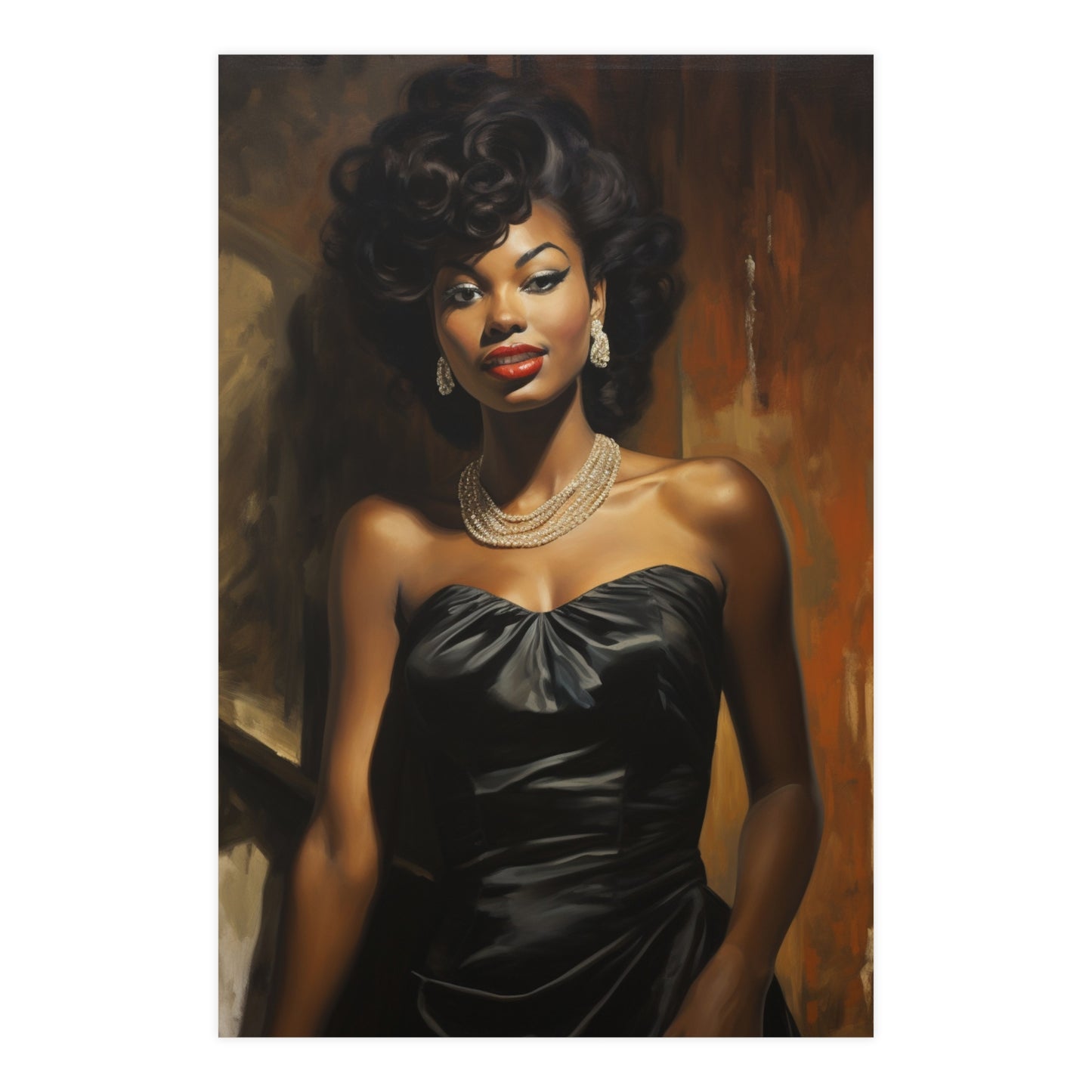 Vintage Black Woman in Black Dress - Hollywood Glam – Retro Poster