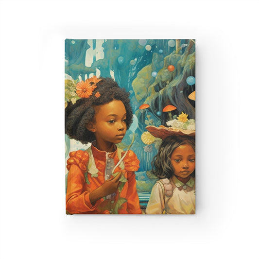 Hardcover Journal – Fantasy Forest Canvas with Mushrooms and Flowers