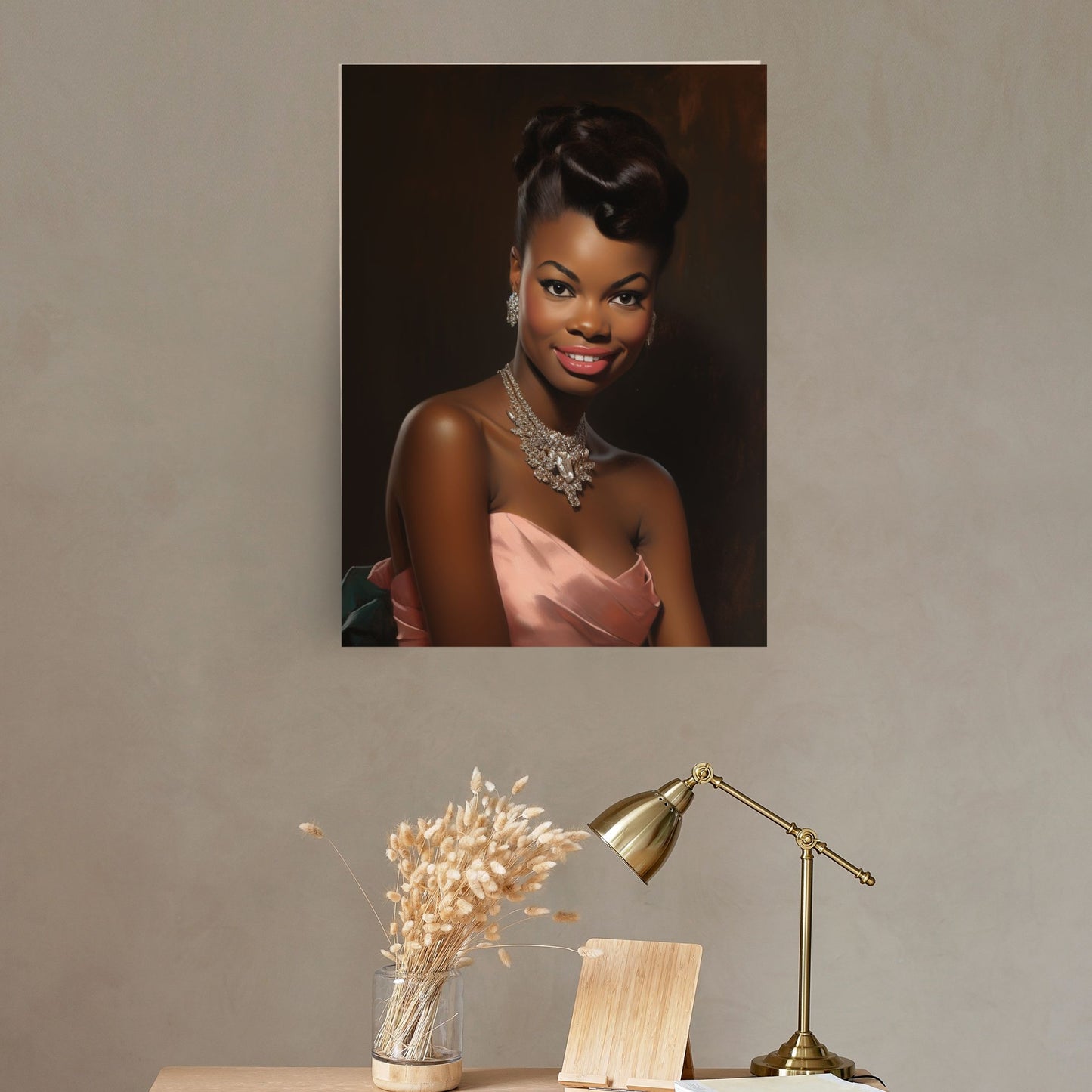 Vintage Black Woman in Pink Dress - Hollywood Glam