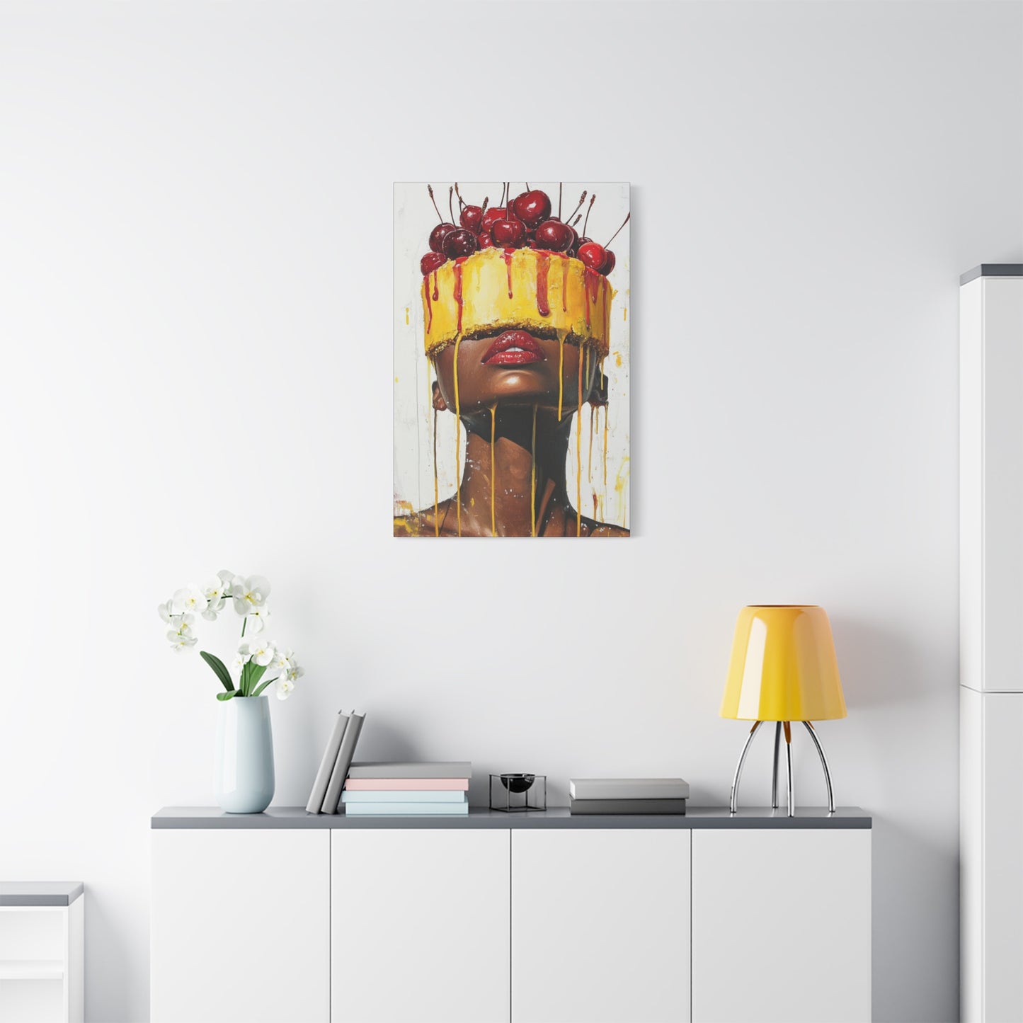 Surreal Cake & Cherries Wall Art Canvas Wall Art for Kitchen or Living Room