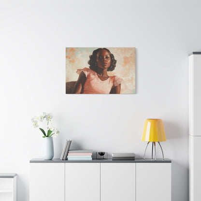 Vintage Glam Retro Canvas – Black Woman, Peach Dress