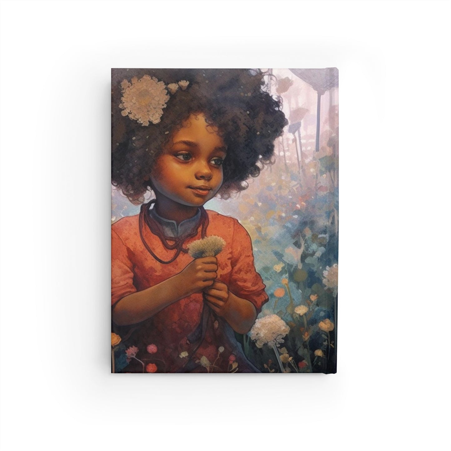 Black Girls in Flower Field, Natural Hair Hardcover Journal for Writing, Lined