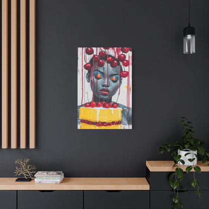 Bold & Beautiful Cherry Portrait – Black Woman Holding Cake Wall Art