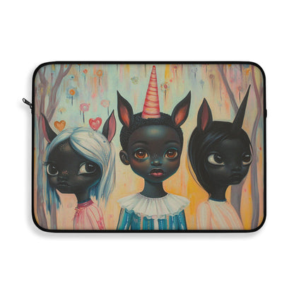 Fantasy Art - Black Unicorn Girls - Laptop Sleeve