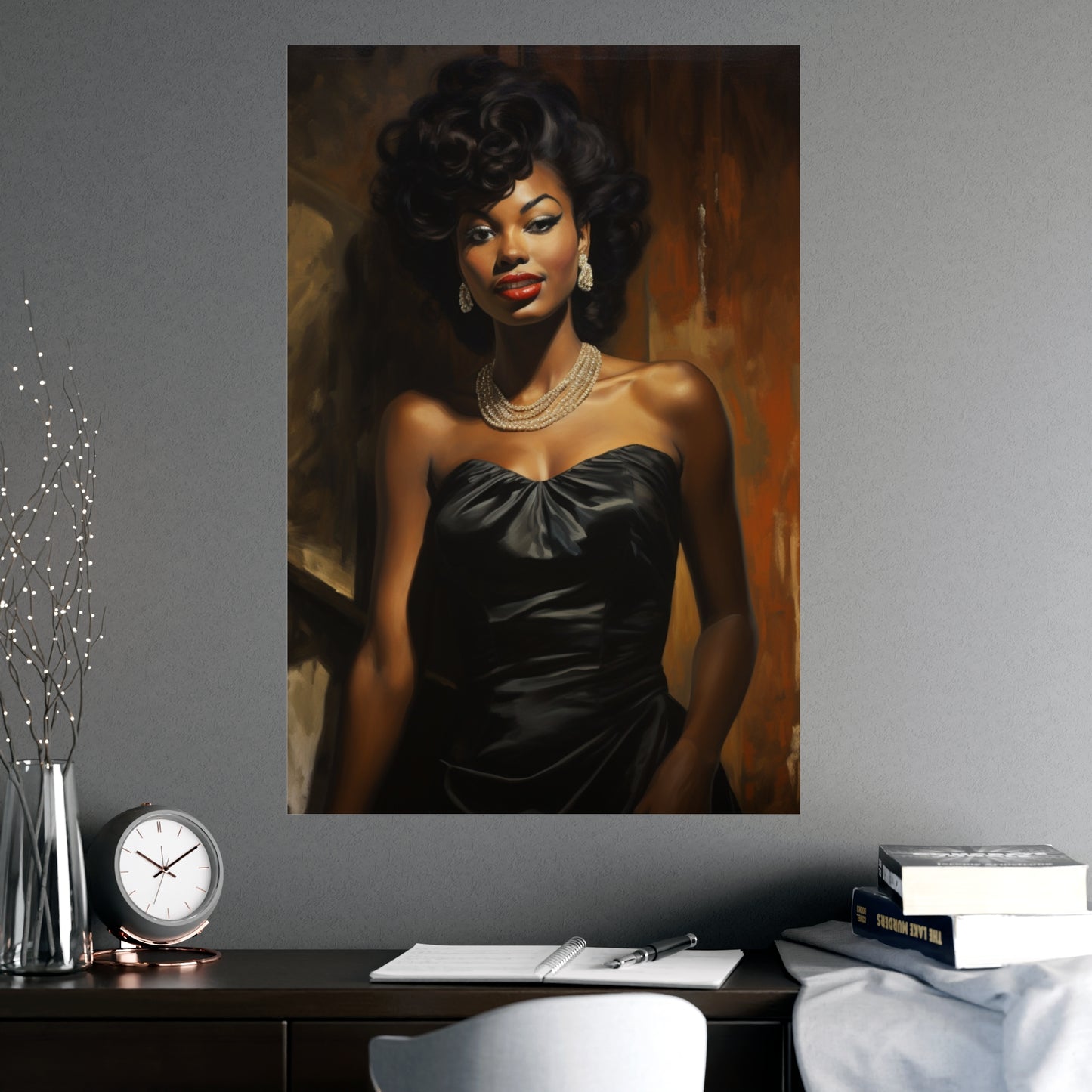 Vintage Black Woman in Black Dress - Hollywood Glam – Retro Poster