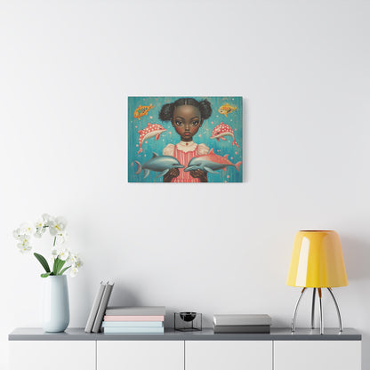 On the Horizon Canvas Wall Art | Dolphins Underwater Fantasy