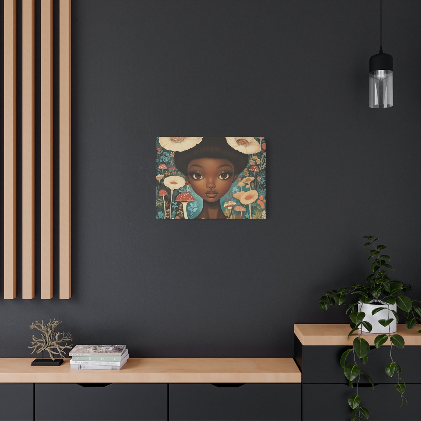 Black Mushroom Garden Fairy for Nursery, Bedroom or Living Room