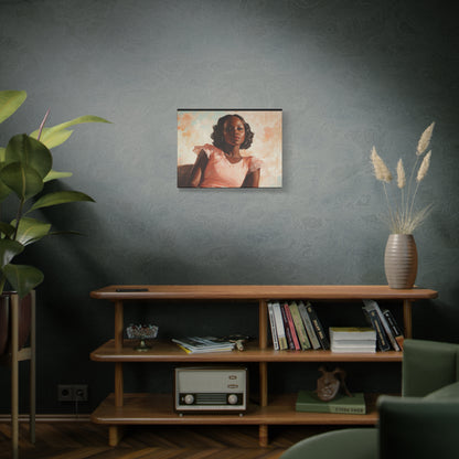 Vintage Glam Retro Canvas – Black Woman, Peach Dress