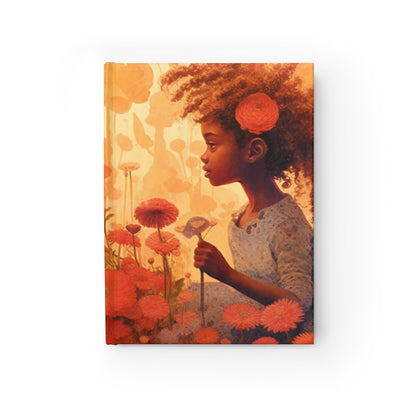 Black Girls in Flower Field, Natural Hair Hardcover Journal for Writing, Lined