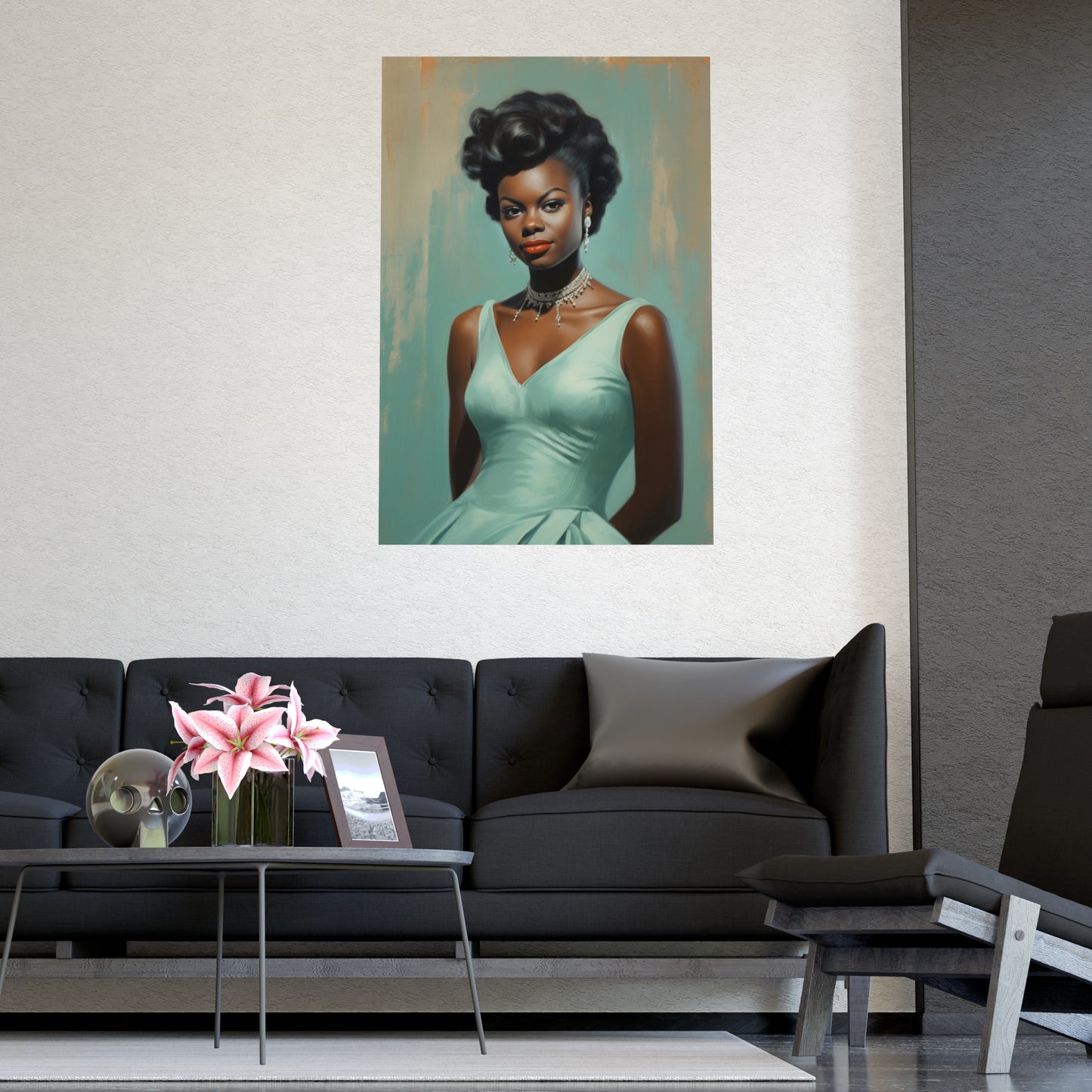 Regal Black Woman Poster – Mid-Century Inspired Wall Decor