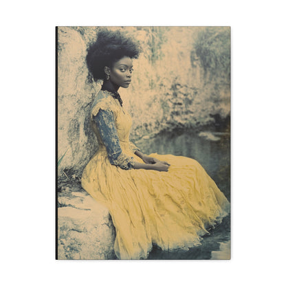 Cinematic Black Beauty  - Natural Hair - Yellow Dress - Fountain