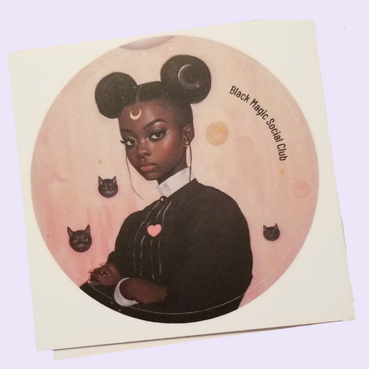 Celestial Black Witch Sticker | Afro Witch Art | Dark Feminine Aesthetic