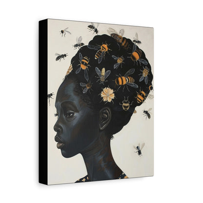 Beautiful Woman Bees and Flower Themes - Canvas Wall Art