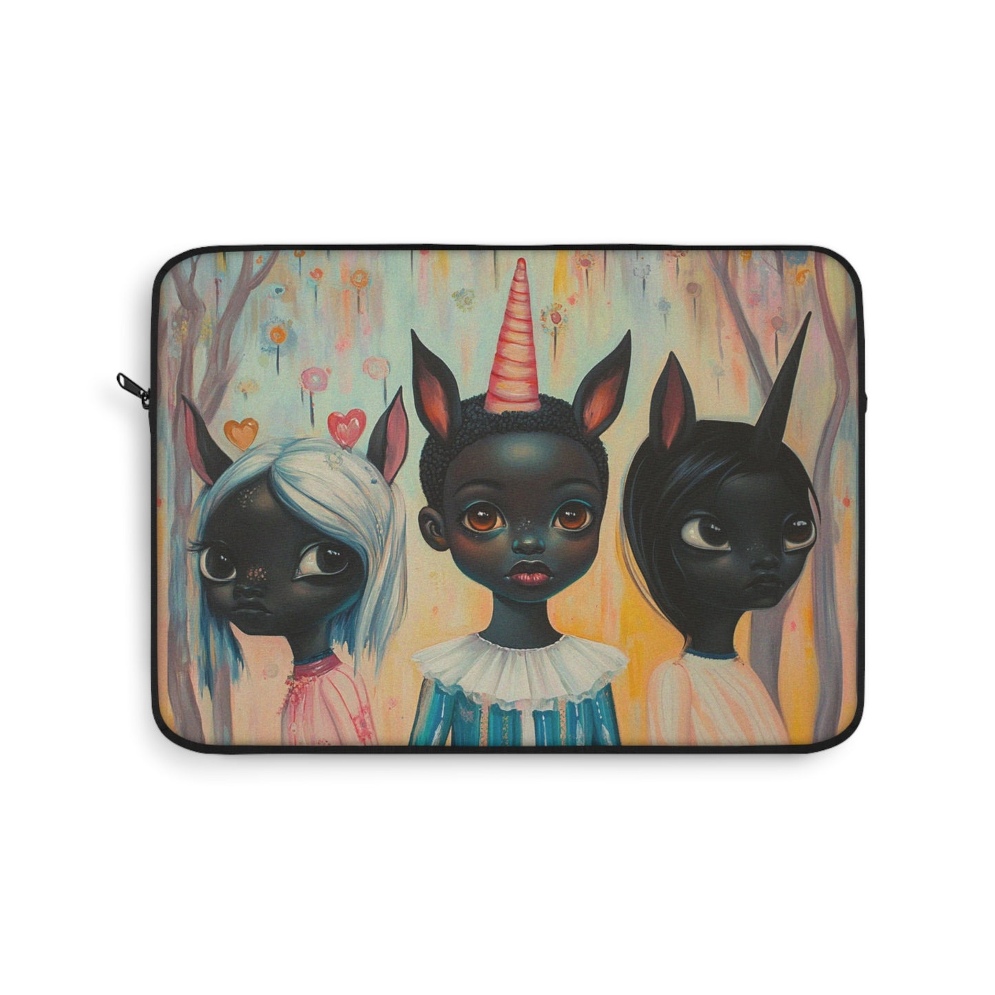 Fantasy Art - Black Unicorn Girls - Laptop Sleeve