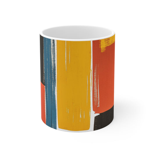 Colorful Striped Mug 11oz - Artistic Coffee Cup for Home or Office