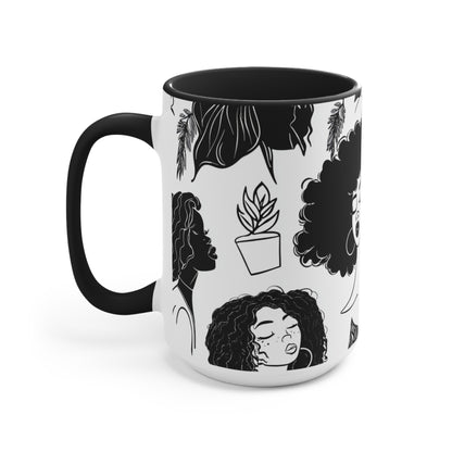 Chic Black Woman Accent Mug | Stylish Coffee Cup for Home & Office