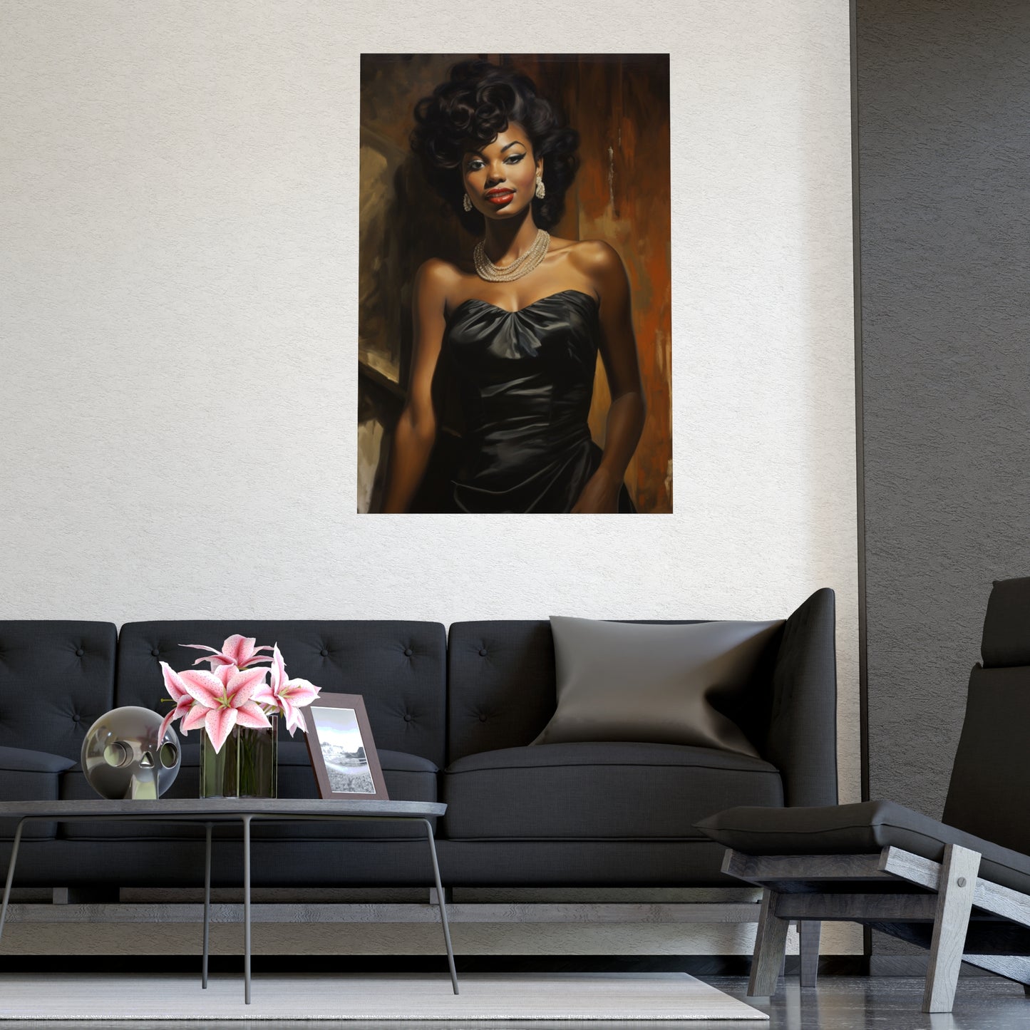 Vintage Black Woman in Black Dress - Hollywood Glam – Retro Poster