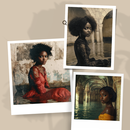 Portrait of Black Woman Natural Hair in Red Lace Dress