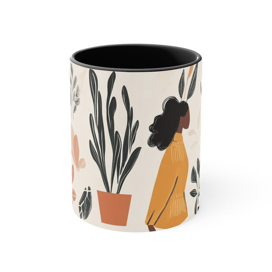 Boho Accent Mug for Plant Lovers, Cozy, Gift for Gardeners
