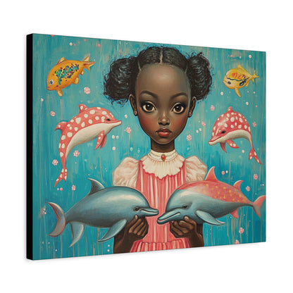 On the Horizon Canvas Wall Art | Dolphins Underwater Fantasy