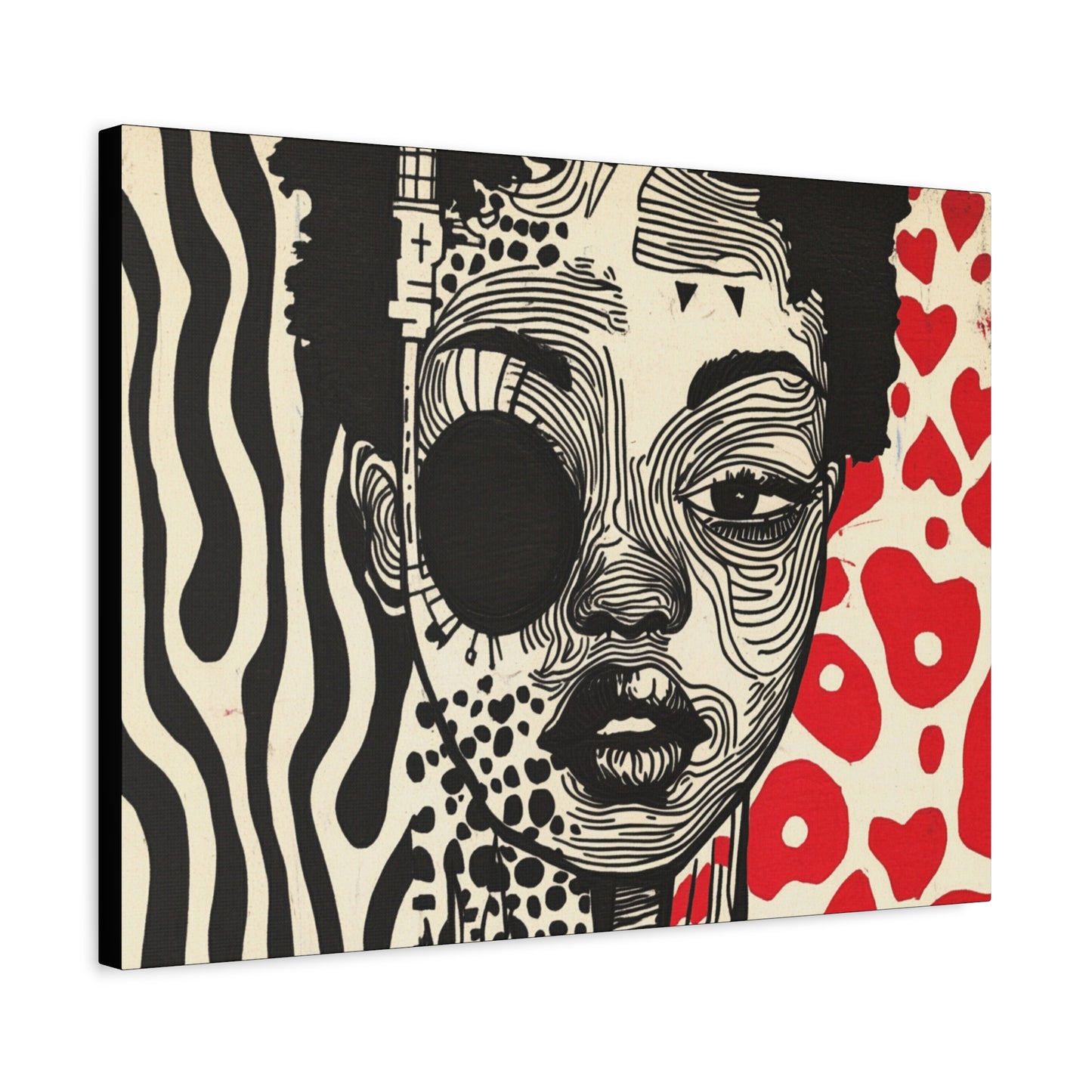 Modern Black and Red Pop Art Canvas | Charge it to my Head